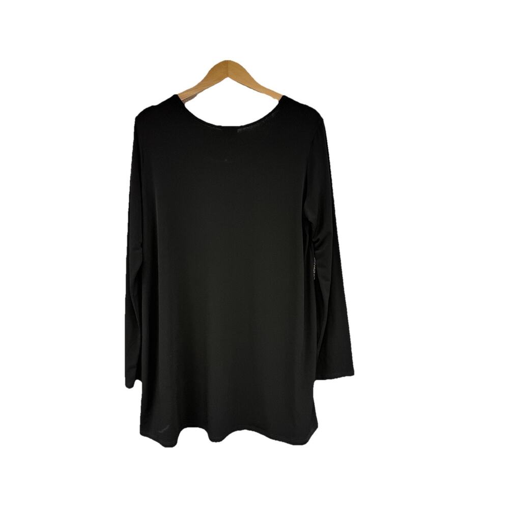 Clara Sun Woo Black Basic Tunic Top Slinky Travel Stretch Womens XL - Picture 4 of 6